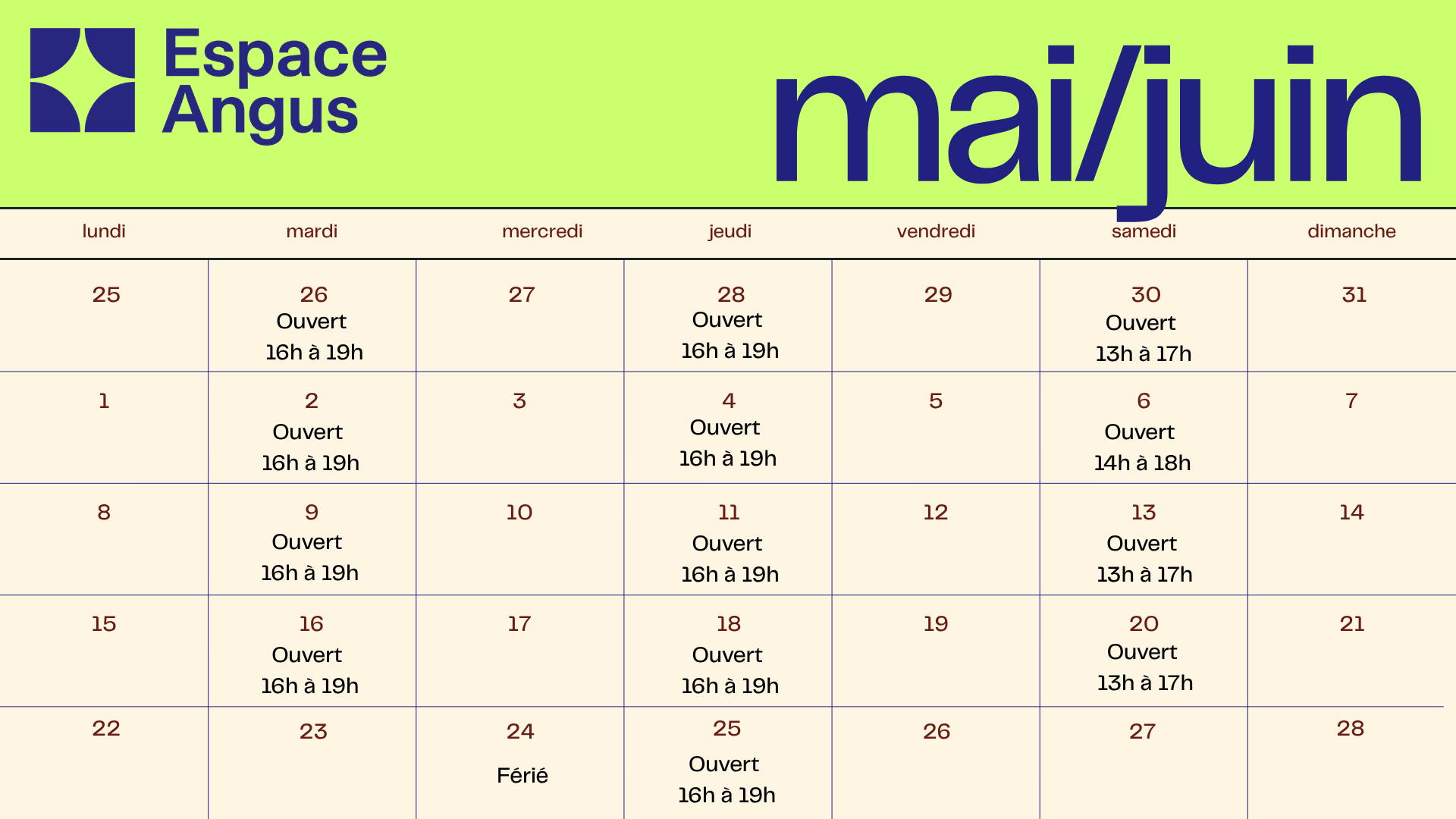 Calendrier mai